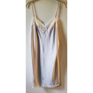 Lauren Ralph Lauren Womens Gray Satin Lace Trimmed Short Slip Nightgown Size L